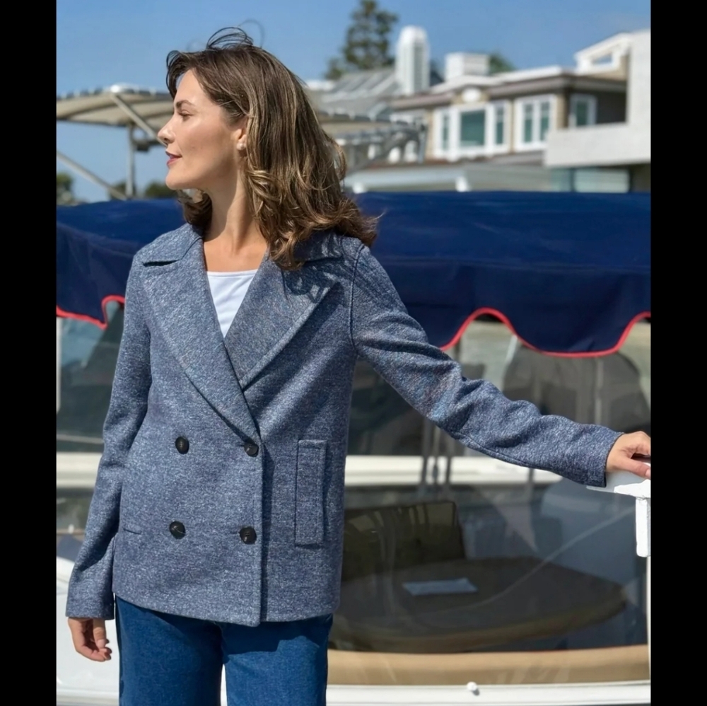 Lafayette 148 New York Blue Pea Coat /blazer